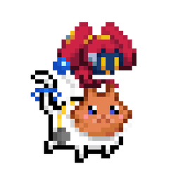 A gif of a pixelart cat in a spacesuit accompanied by a small robot.